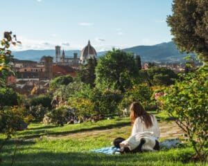 Santa Maria del Fiore of Florence at the background